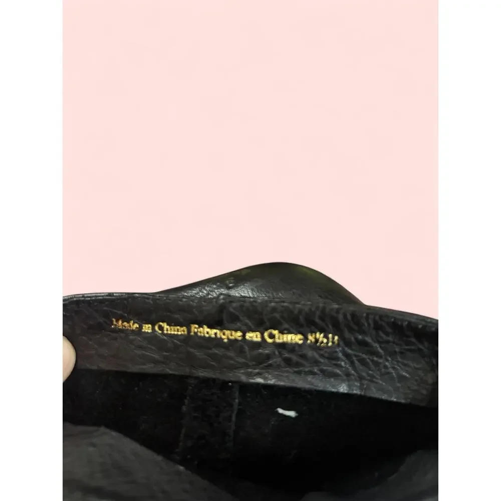 Miss Albright Black Leather Kiltie Cone Heel Ankle Booties Size 8.5